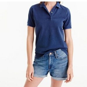 J. CREW Navy Blue Pique Knit Polo Top Short Sleeve